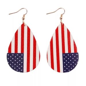 Fashion Faux Leather Flag Earrings